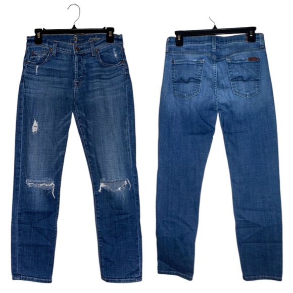 7 FOR ALL MANKIND Josefina Skinny Boyfriend Jeans Distressed Cottagecore Wmn 24 - Picture 2 of 16